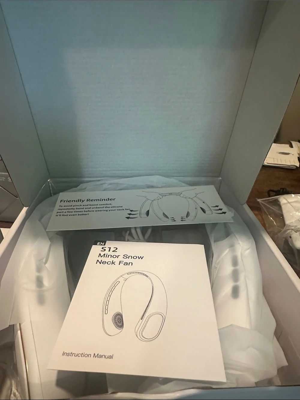 S12 Bladeless rechargeable Neck Fan - White Hands-Free Personal